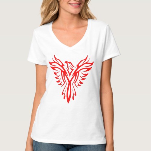Mythical Phoenix Bird Rising Logo Red T_Shirt