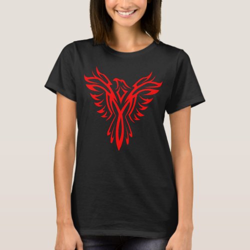 Mythical Phoenix Bird Rising Logo Red T_Shirt