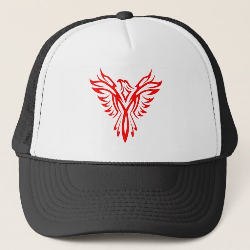 Mythical Phoenix Bird Rising Logo Red Trucker Hat