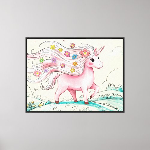 Mythical pink unicorn majestic beauty canvas print