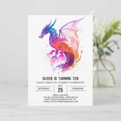 Mythical Printable Kids Dragon Birthday Invitation | Zazzle
