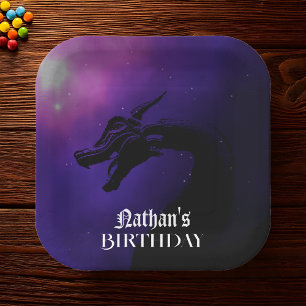 Mythical Purple Dragon Birthday Paper Plates