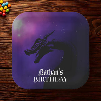Mythical Purple Dragon Birthday Paper Plates