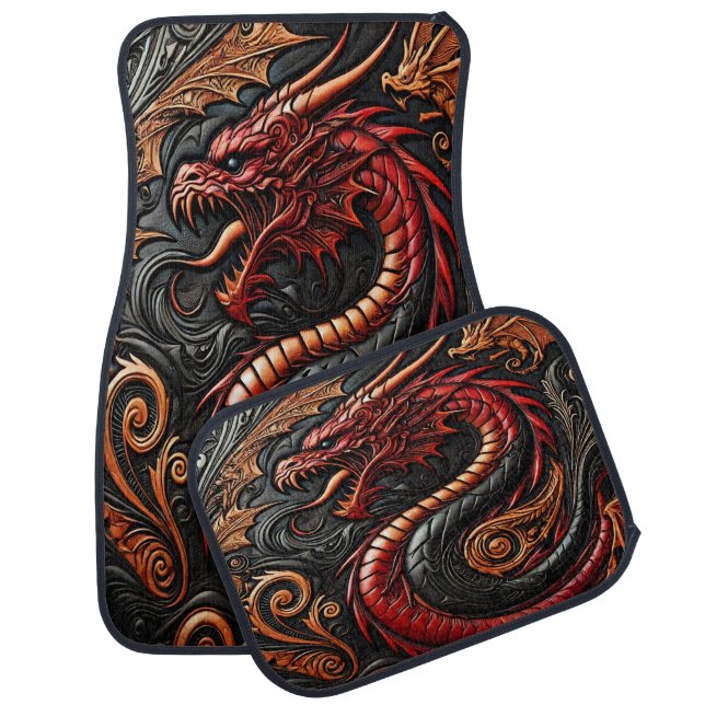 Mythical Red Dragon Display Car Floor Mat (Set)