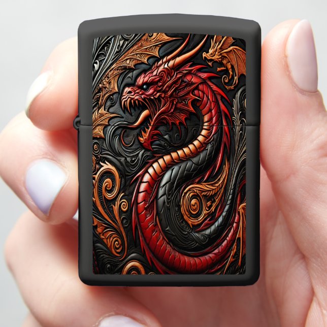 Mythical Red Dragon Display Zippo Lighter (In Hand)