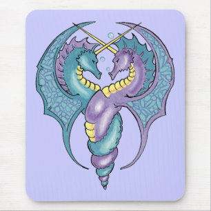 Mythical Seahorses Entwined Mousepad