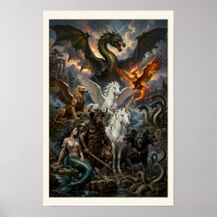 Mythical Ten Legendary Creatures Poster - Matted