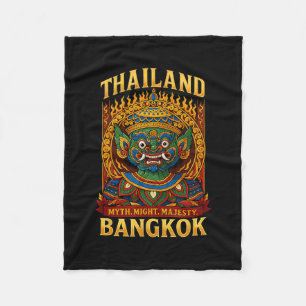 Mythical Thai Demon Ngkok Fire Mask Art Souvenir T Fleece Blanket