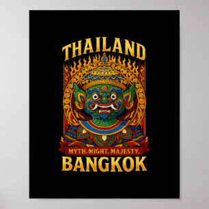 Mythical Thai Demon Ngkok Fire Mask Art Souvenir T Poster