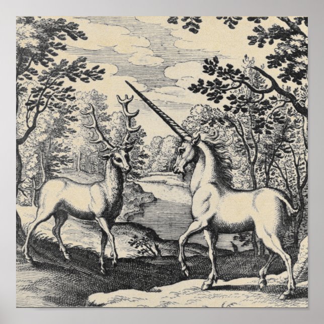 Mythical Unicorn in the Forest Poster (Front)