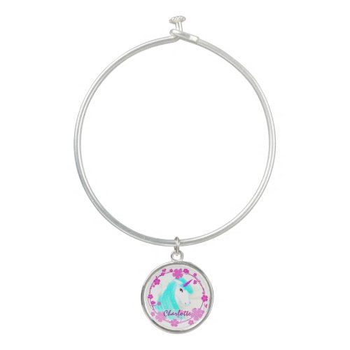 Mythical Unicorn Pretty Personalized Bangle Bracelet