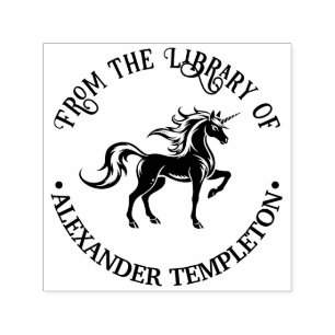 Mythical Unicorn Silhouette #2 Library Book Name Self-inking Stamp