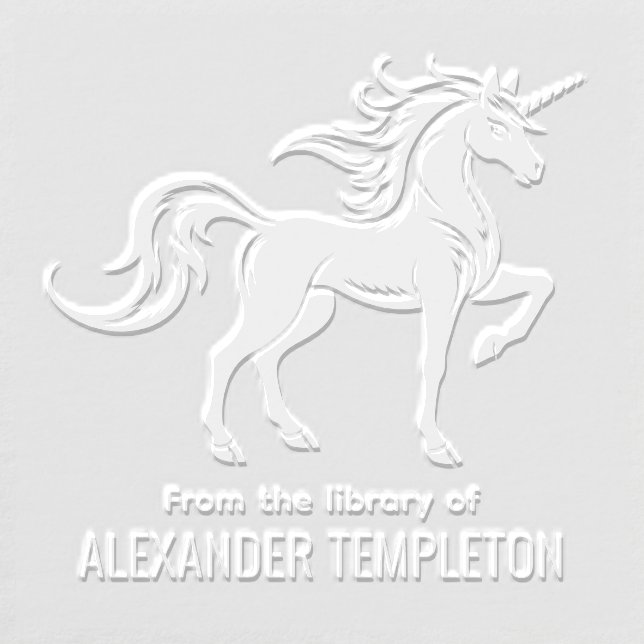 Mythical Unicorn Silhouette Library Book Name Embosser (Design)