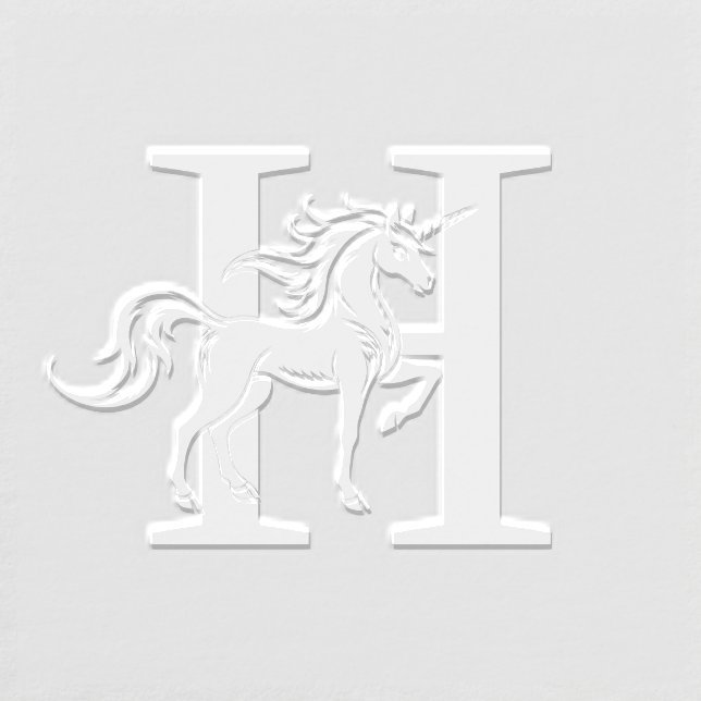 Mythical Unicorn Silhouette Over Single Bold Init Embosser (Design)