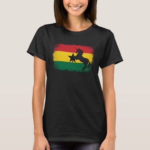 Mythical Unicorn vintage Ghana Ghanian flag horse T_Shirt