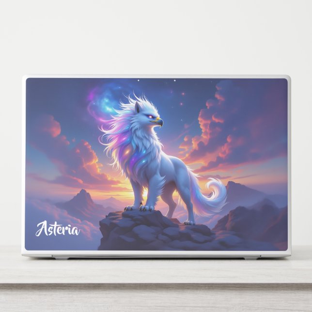 Mythical White Griffin on Top of the World HP Laptop Skin (Front)