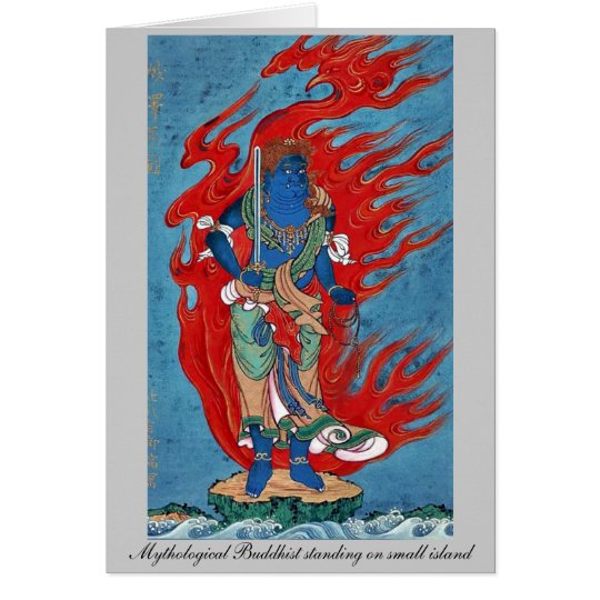 Mythological Buddhist standing on small island Card