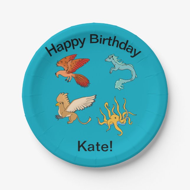 Mythological creatures paper plates (Front)