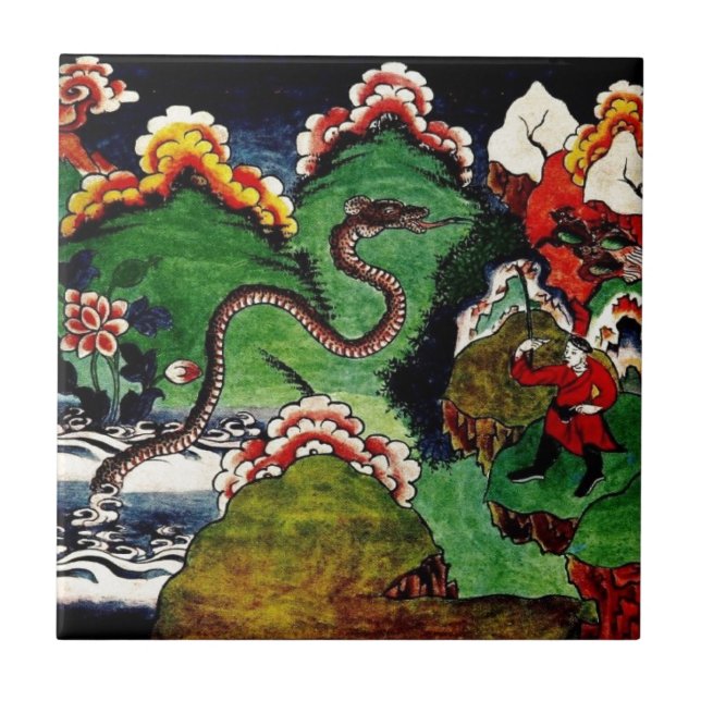 Mythological Dragon Ceramic Tile (Front)