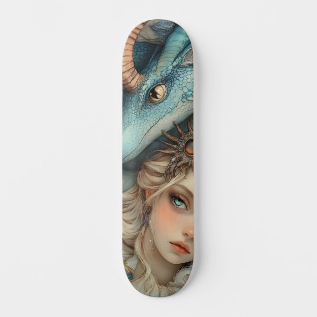 Mythological Dragon & Nymph Girly Skate Deck (Front)