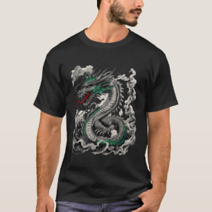 Mythological Dragon Tattoo Design With Black T-Shirt