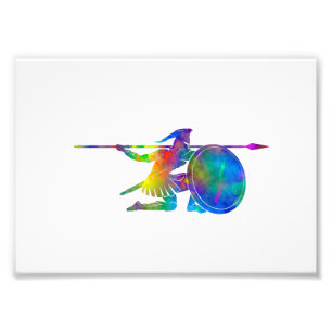 mythological Greek warrior silhouettes watercolor Photo Print