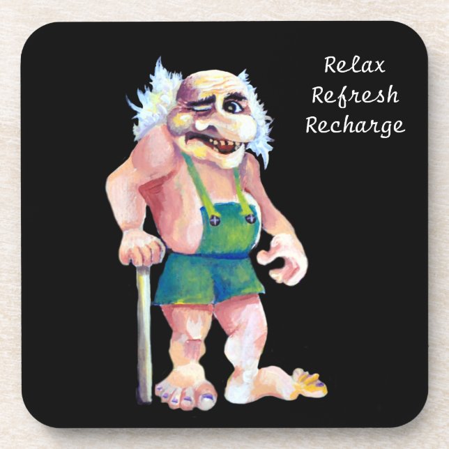 Mythological Scandinavian Funny Ogre Troll Beverage Coaster (Front)