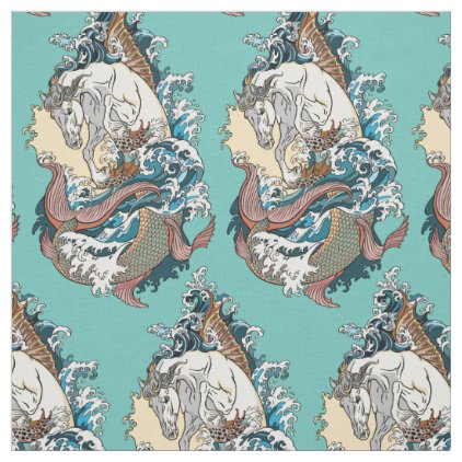 mythological sea horse fabric