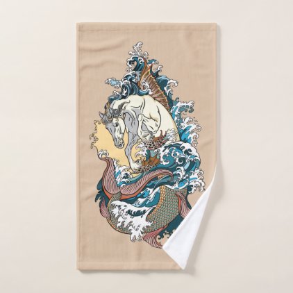 mythological sea horse hand towel 