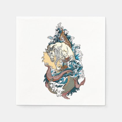 mythological sea horse paper napkin