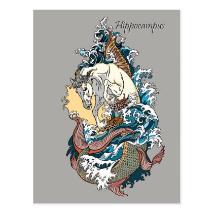 mythological sea horse postcard