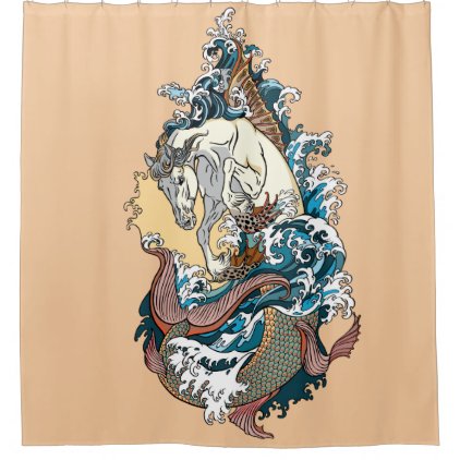 mythological sea horse shower curtain