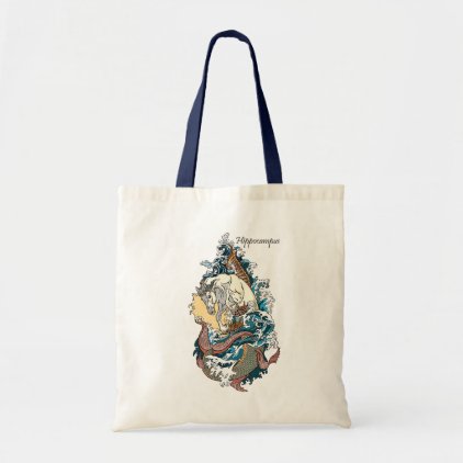 mythological sea horse tote bag