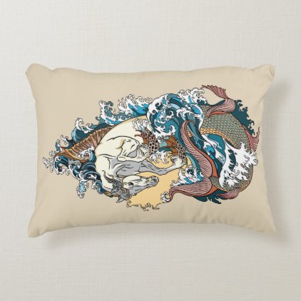 mythological seahorse decorative pillow