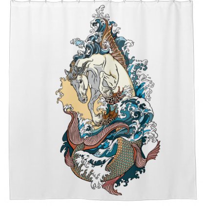 mythological seahorse hippocampus shower curtain