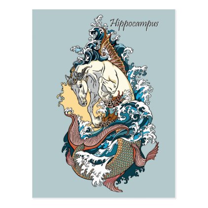 mythological seahorse postcard