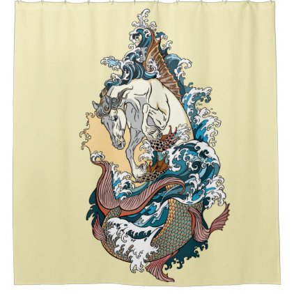 mythological seahorse shower curtain