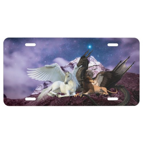 Mythology Dragon Griffin Unicorn Pegasus License Plate