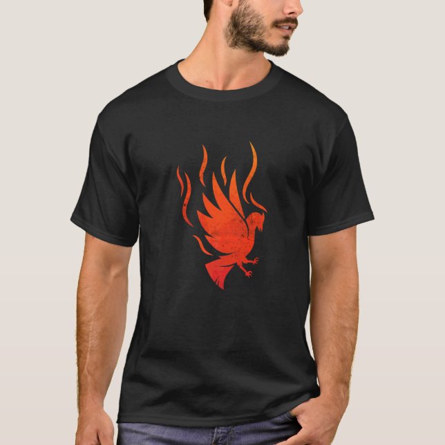 Mythology Firebird Rising Bird Flames Ashes Phoeni T-Shirt (Front)