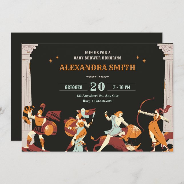 Mythology Heroes baby shower Invitation (Front/Back)