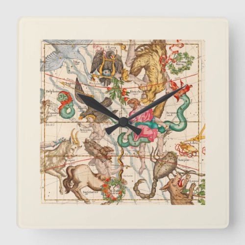 Mythology Medieval Astronomy Vintage Art Square Wall Clock