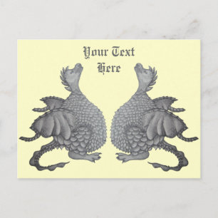 mythycal creatures cute gray baby dragons postcard