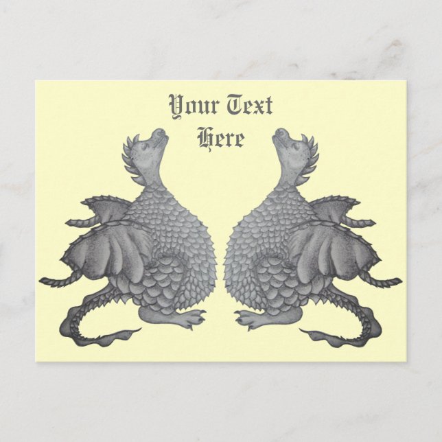 mythycal creatures cute gray baby dragons postcard (Front)