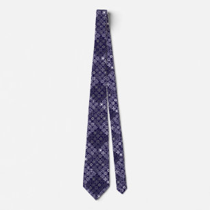 MZT01.Doodle Tiles with grey tones.b DBlue BG Neck Tie