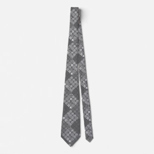MZT01.Doodle Tiles with grey tones.b.DGrey BG Neck Tie