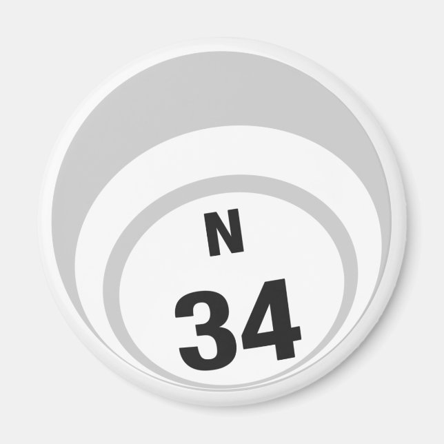 N34 bingo ball fridge magnet (Front)
