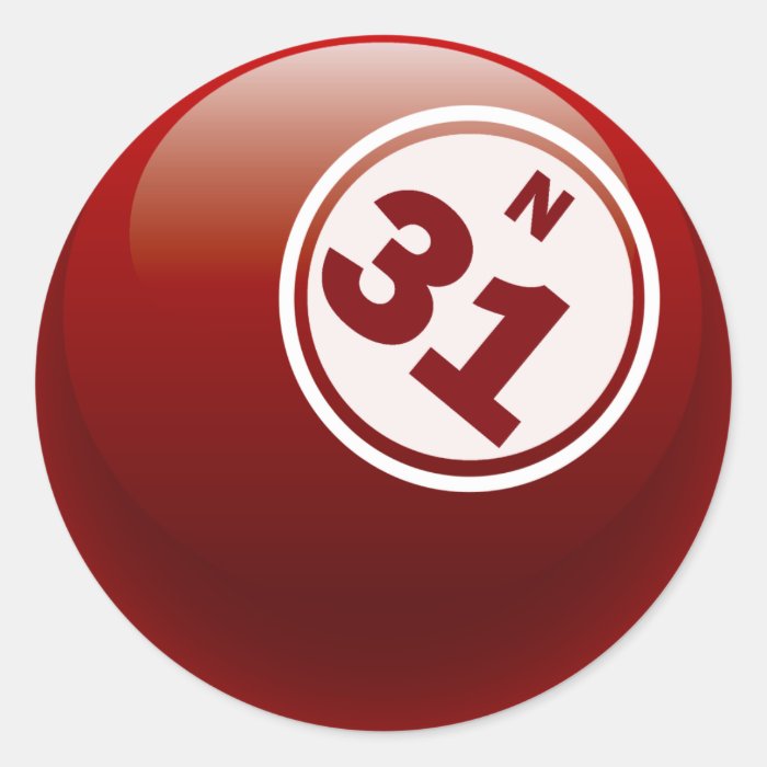 N 31 BINGO BALL CLASSIC ROUND STICKER Zazzle