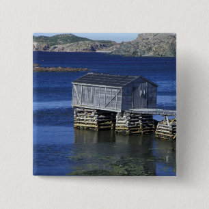 N.A., Canada, Newfoundland, Durrell. Fishing Pinback Button