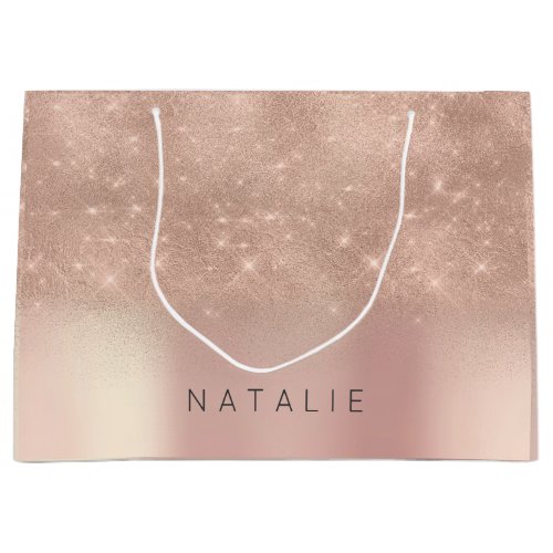 N A T A L I E Rose Gold Blush Glitter Minimal Gift Large Gift Bag