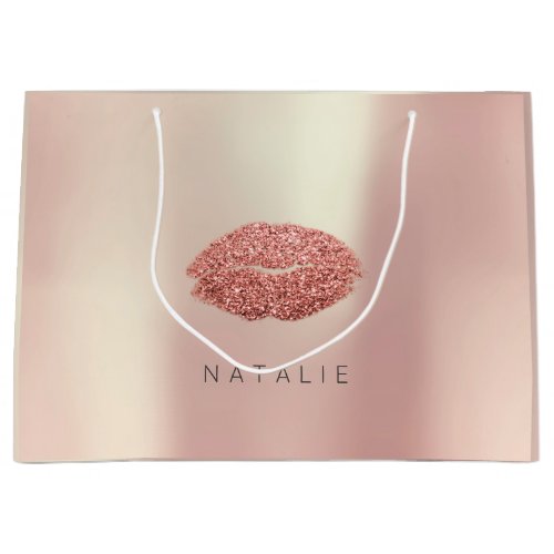 N A T A L I E Rose Gold Blush Pearl Kiss Lips Gift Large Gift Bag